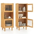 thumbnail image 1 of Gymax 2PCS Bamboo Cabinet Narrow Kitchen Storage Cabinet w/ Open Compartment & Storage, 1 of 10