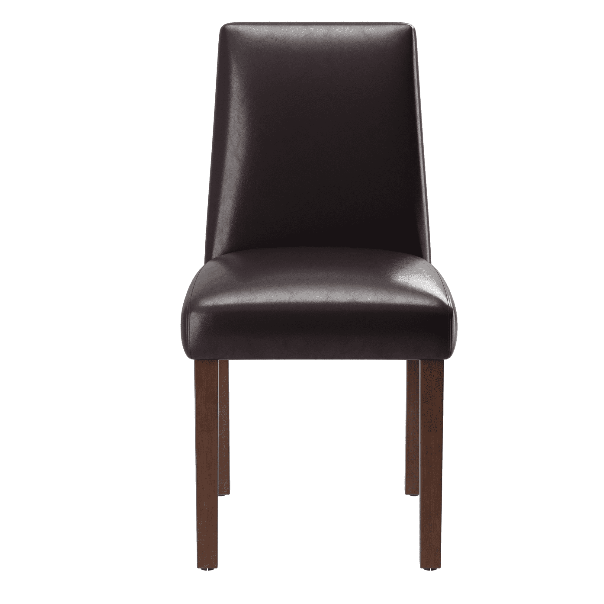 EOP Upholstered Dining Chairs Set of 2, Faux Leather Dining Side Chairs, Farmhouse Dining Room Chairs, Stylish Kitchen Chairs with Solid Wood Legs and Padded Seat, Dark Brown