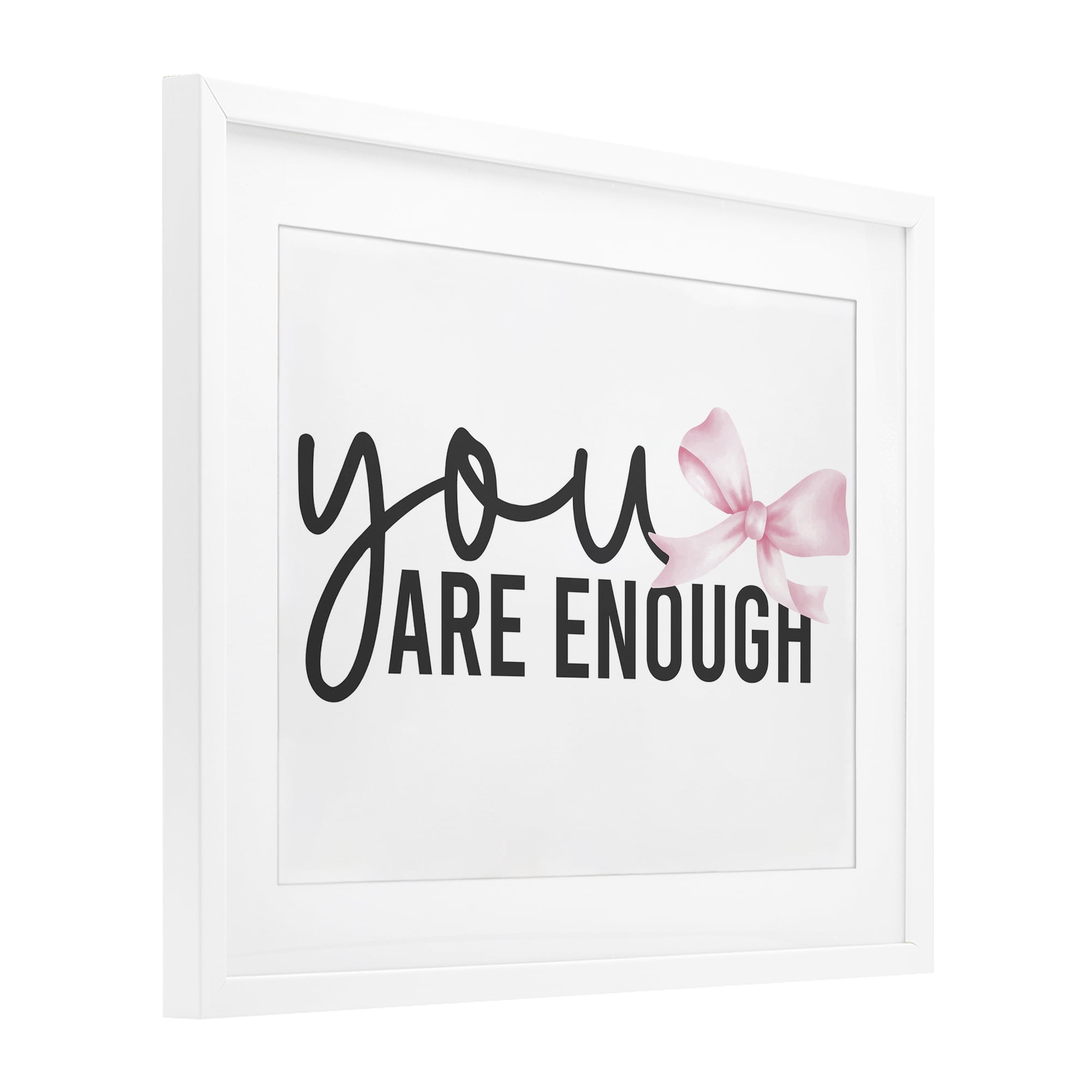 Stupell Industries You Are Enough with Ribbon White Framed Print Under Glass, design by Kim Allen