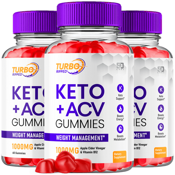 Turbo Ripped Keto ACV Gummies Supports Weight Management & Energy (3 Pack)