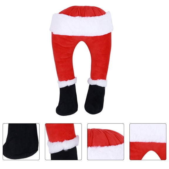 HAKIDZEL Christmas Decor 2Pcs Stuffed Santa Legs Red Cloth Decorative Fake Legs