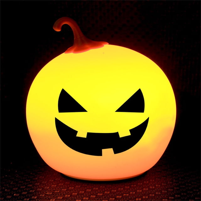 TopLLC Remote Control Silicone Night Light,Pumpkin Lantern Halloween USB Colorful Charging Light Holiday Night Light