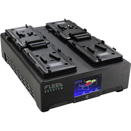 UPC: 0184323005123 | Quantum 4-Position V-Mount Fast Simultaneous Li-Ion Charger with Touchscreen Color LCD