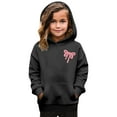 thumbnail image 2 of Telankuip Bow Hoodies for Teen Girls Fall Winte Trendy Cute Preppy Graphic Printed Long Sleeve Pullover Sweatshirts Loose Comfort Warm Outdoor Activewear Running Hooded Tops Black 18-24 Months, 2 of 3