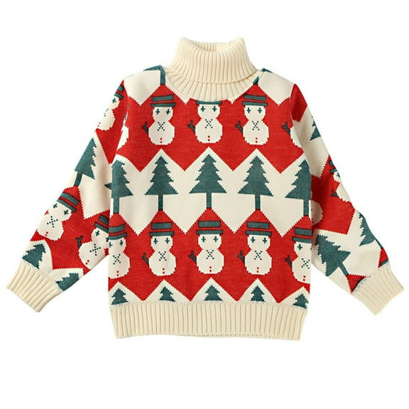 EnJoCho Kids Christmas Sweater with Carton Print, Soft Pullover Blouse Long Sleeve Top, Toddler Holiday Outfit for Girls & Boys