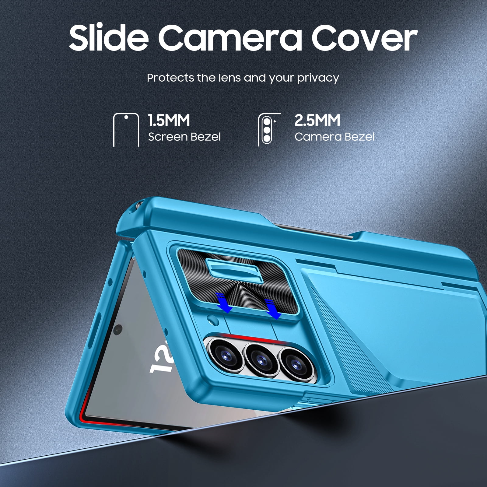 Oupeigar for Samsung Galaxy Z Fold 6 Phone Case,with RFID Cards Holder,S Pen Holder,Camera Cover, Shockproof Silicone Protective Case-Light Blue