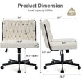 thumbnail image 3 of HForesty Criss Cross Legged Office Desk Chair with Wheels, Modern Armless Desk Chair with Wide Seat, Home Office Chairs for Work, Meditation, Vanity, Beige, 3 of 8