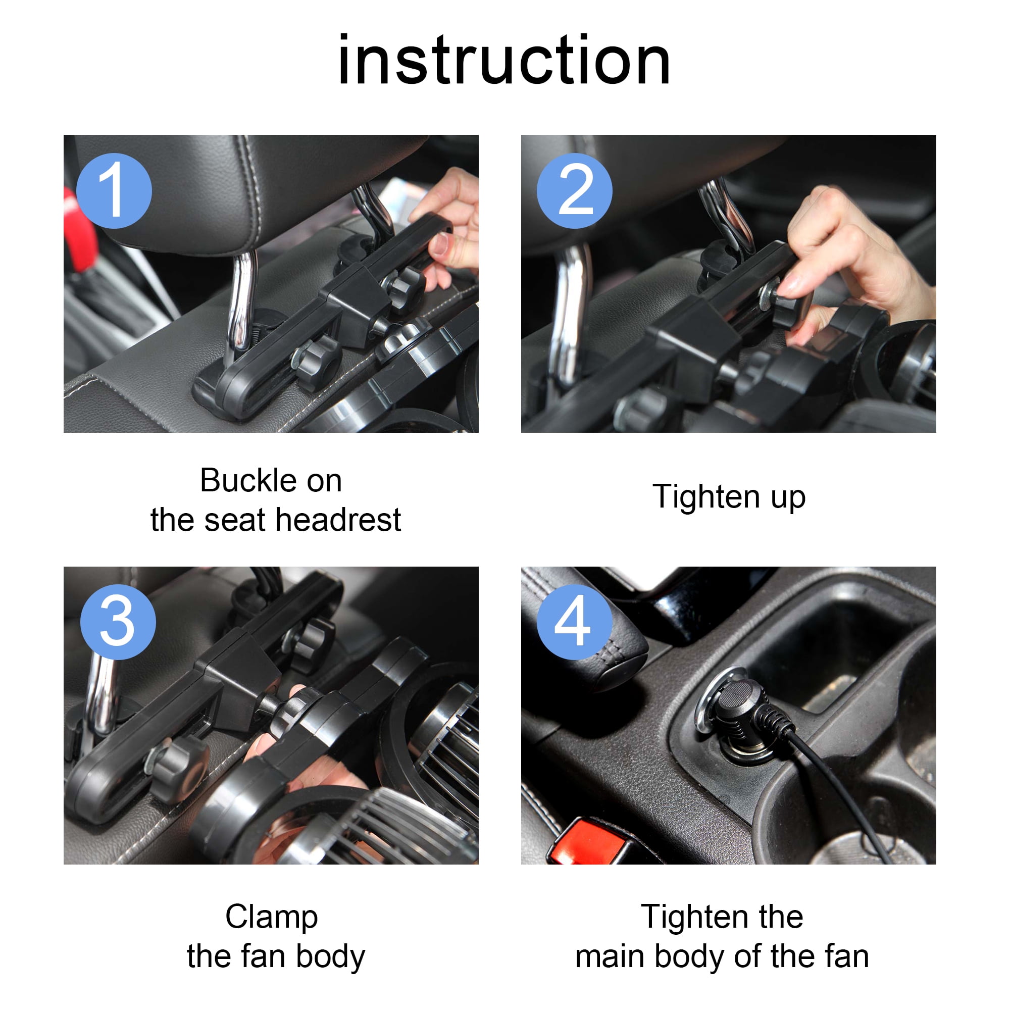 Car Fan, Electric Car Fan for Rear Seat Passenger Portable 360 Degree 12V Cooling Air Fan for SUV, RV, Vehicle (2 USB Charging Ports)