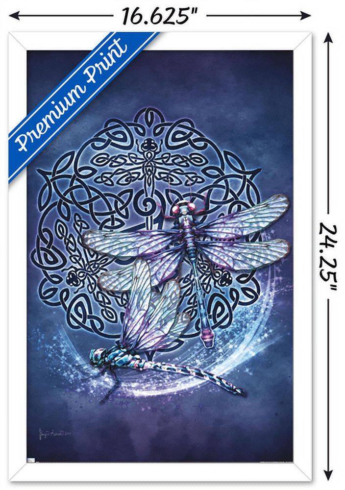 Brigid Ashwood - Celtic Dragonfly Wall Poster, 14.725" x 22.375", Framed