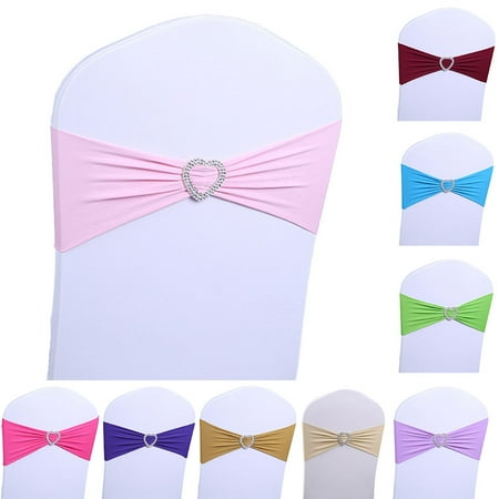 

Mairbeon 10Pcs Elastic Bowknot Band Party Chair Sash Cover Belt Wedding Banquet Decor