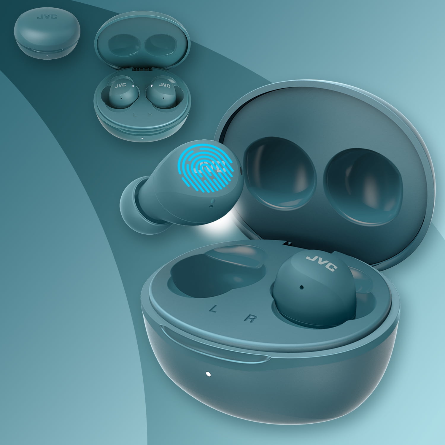 JVC Compact and Lightweight Gumy Mini True Wireless Earbuds Headphones, Long Battery Life (up to 23 Hours), Sound with Neodymium Magnet Driver, Water Resistance (IPX4) - HAA6TZ (Green)