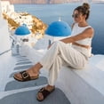 thumbnail image 5 of Cushionaire Leeds 100% Genuine Leather Suede Womens Sandals, Comfortable Slides for Women with Adjustable Statement Buckle, 5 of 22