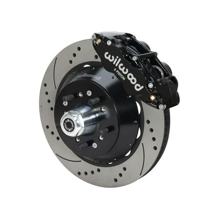 Wilwood 140-10284-D Front 14" Forged Narrow Superlite 6R Big Brake Kit With Hubs Black Calipers and Drilled Rotors, Compatible with 1958-1970 Chevrolet Cars With CPP 2" Drop Spindle