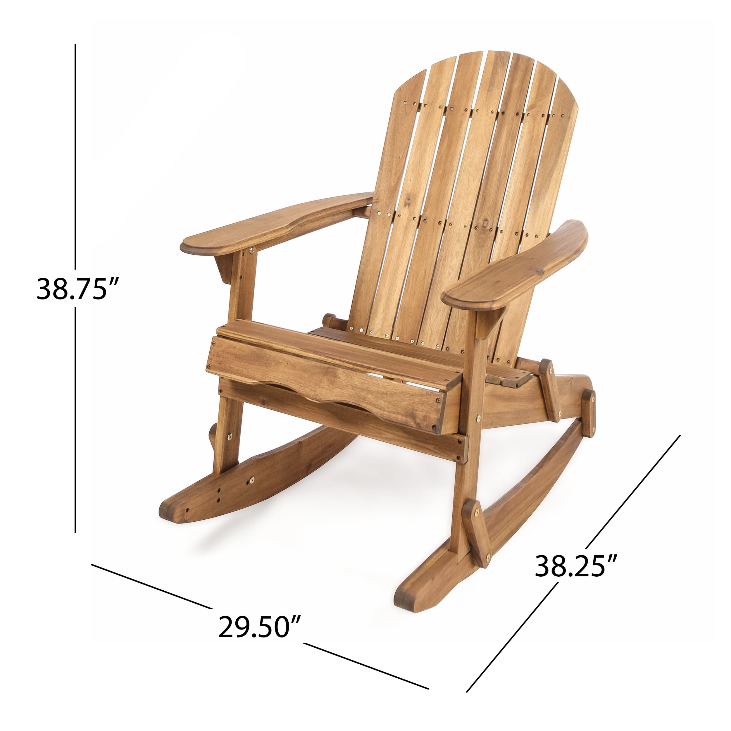 Noble House Malibu Wood Adirondack Rocking Chair in Natural Stained (Set of 2)