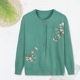 thumbnail image 3 of Fall Spring Mother Knit Coat Floral Embroidery Single-breasted Round Neck Loose Long Sleeves Cardigan Stretchy Knitwear Sweater Jacket, 3 of 7