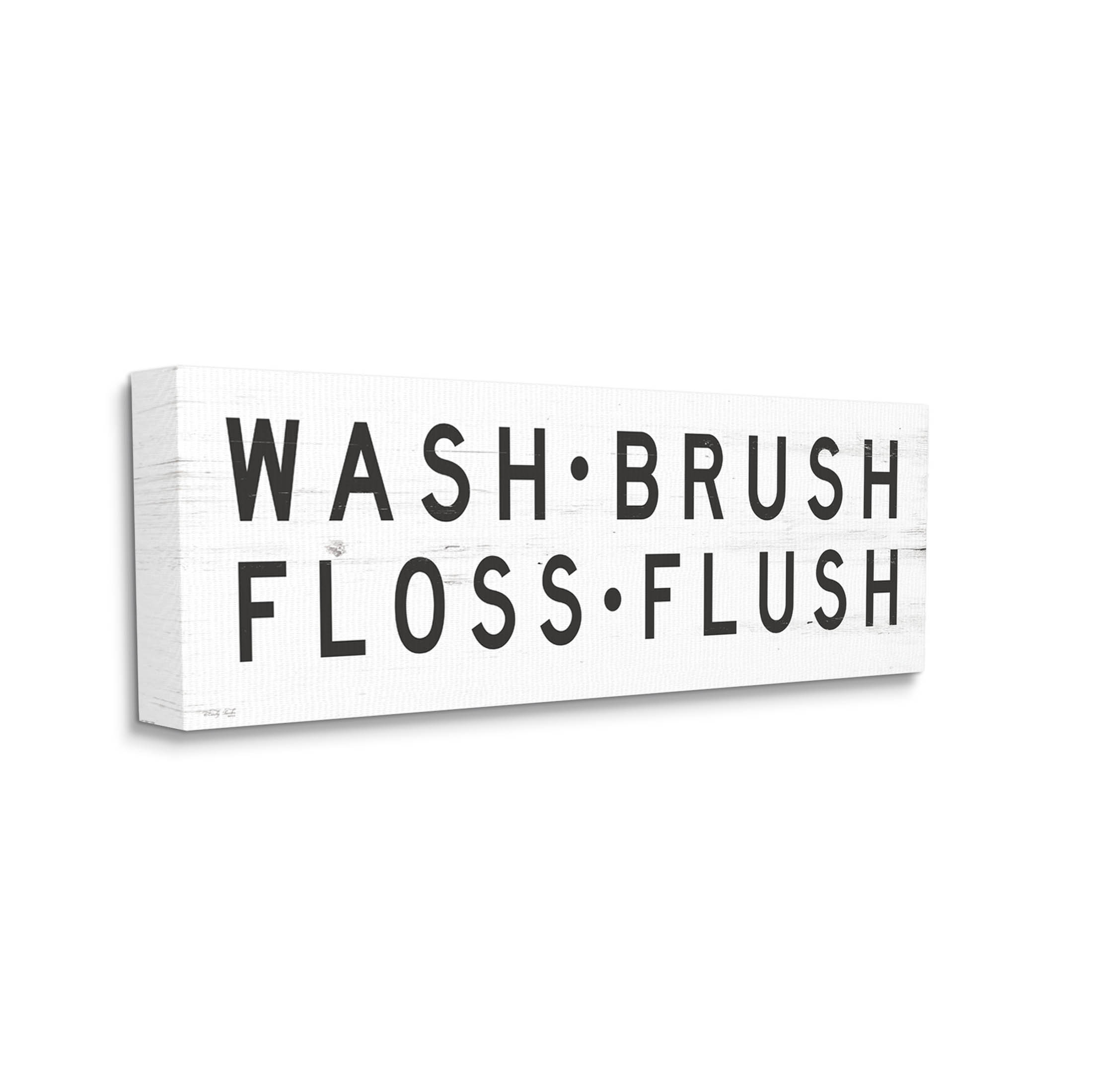 Stupell Industries Wash Brush Floss Flush Bathroom Rules Graphic Art Gallery Wrapped Canvas Print Wall Art, Design by Cindy Jacobs