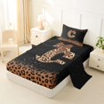 thumbnail image 2 of jejeloiu Leopard Bow tie Monogram C Twin Sheet Sets For Girls,Brown Sparkling Pattern Letter Design Bedding,3pcs, 2 of 6