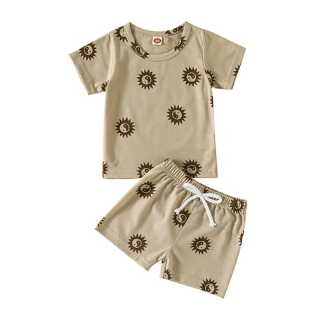 

Rovga Boys 2 Piece Outfit Short Sleeve Cartoon Prints T Shirt Tops Shorts Outfits Boy Outfits