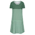 thumbnail image 5 of Summer Saving Wycnly Summer Dresses for Women Beach Vacation Loose Swing Tunic Midi Sun Dresses Short Sleeve V-Neck Plaid Print Knee-Length 2024 Casual Dress Green xxl Under $5, 5 of 6