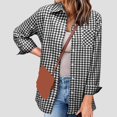 thumbnail image 5 of POROPL Woman Plaid Shirt Sexy V-neck Lapel Collar Zipper Plaid Color Long Sleeve Fold Casual Blouse Tops for Lady Gray Size S(US:4), 5 of 9