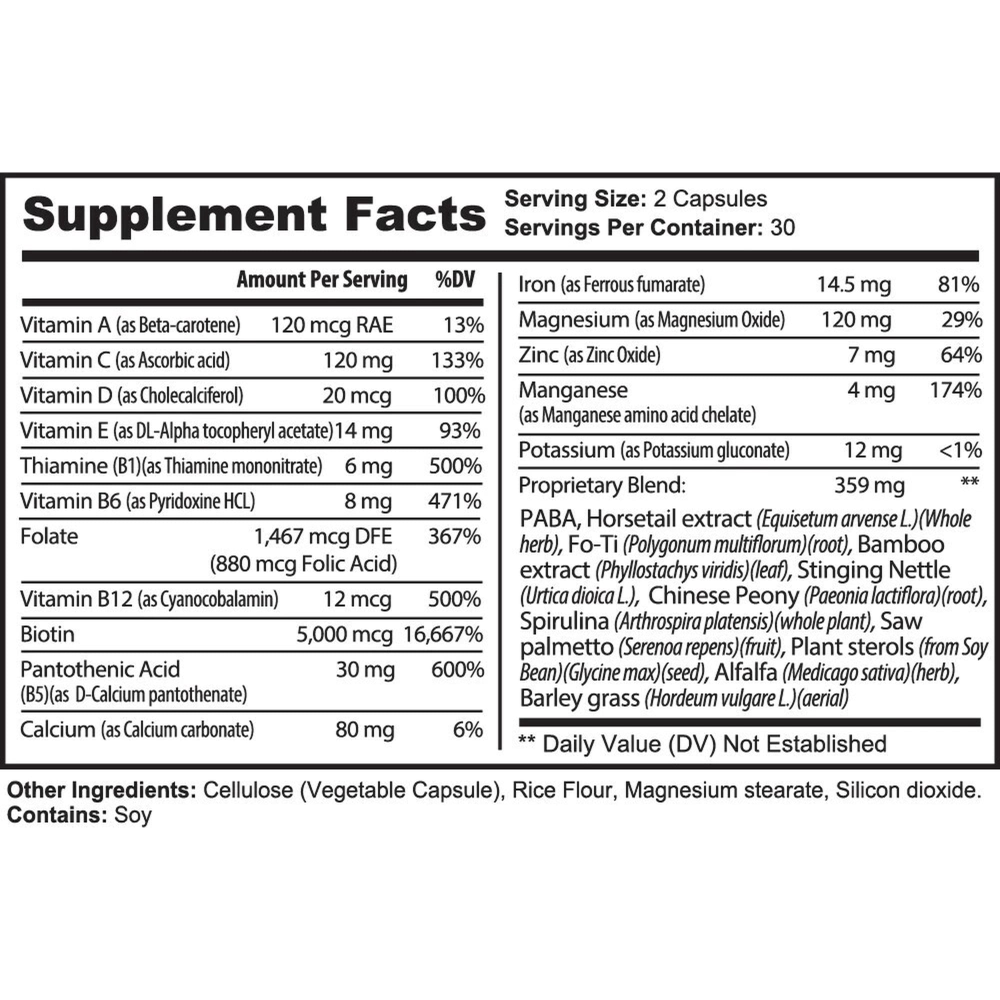Root Revive Hair Growth Formula, 60 Capsules with Biotin, Vitamins and Herbal Blend - Made in the USA