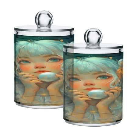 Clear Storage Jar 2.75x 4.13 Inches One Sizex4 Cotton Swabs Cans Translucent Plasticental Floss Cans Cotton Pads Cans Bathroom Canisters Pearl Beauty