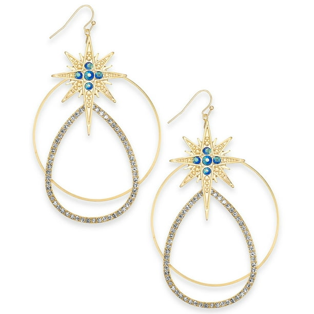 Thalia Sodi Gold Tone Crystal Star Mobile Hoop Drop Earrings Walmart Com