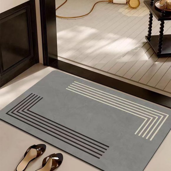 ACCUMTEK Bath Mat Rug, Ultra Thin Bath Rugs,Rubber Bath Mats for Bathroom,Quick Dry,Non-Slip,Fit Under Door Bath Mats for Bathroom Floor Bathtub,Machine Washable, Dark Grey 32"x20"
