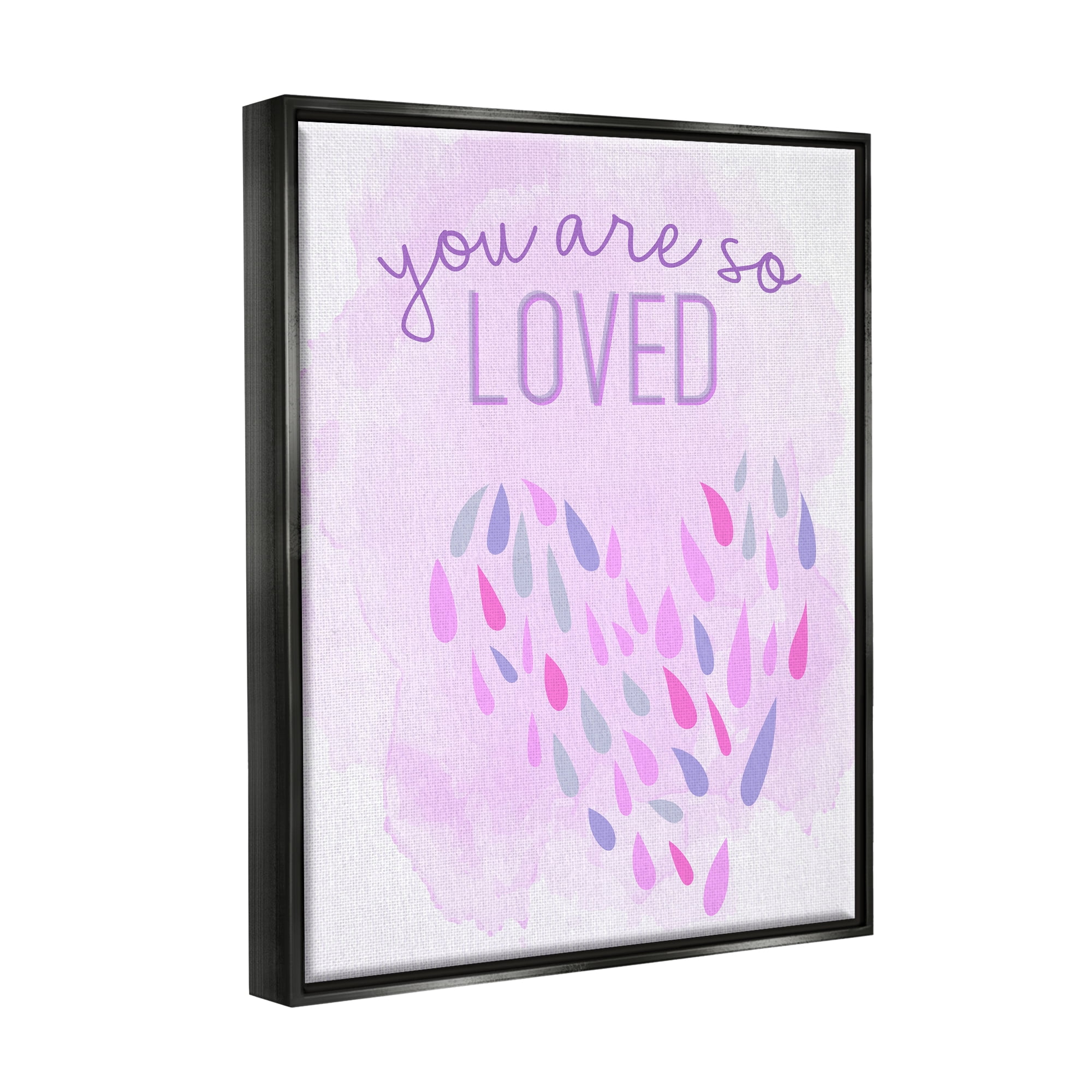 Stupell Industries You Are So Loved Purple Heart Inspirational Painting Black Floater Framed Art Print Wall Art