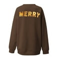 thumbnail image 5 of Sweatshirt for Women Crewneck Long Sleeve Oversized Fleece Pullover Christmas Letter Print Blouse Fall Winter Cozy Lounge Sweatshirt,Coffee,M, 5 of 5