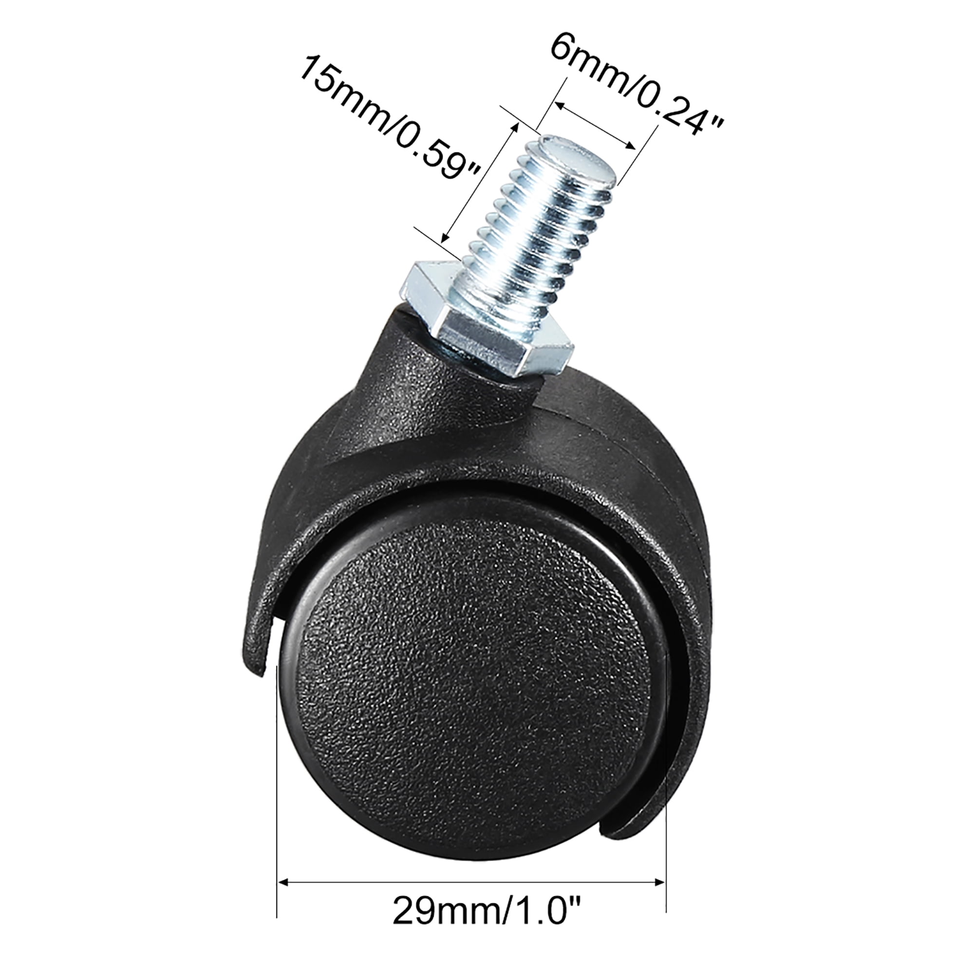 20 Pcs 1.15 Inch Swivel Caster Wheels M6 x 15mm Threaded Stem Caster Wheel