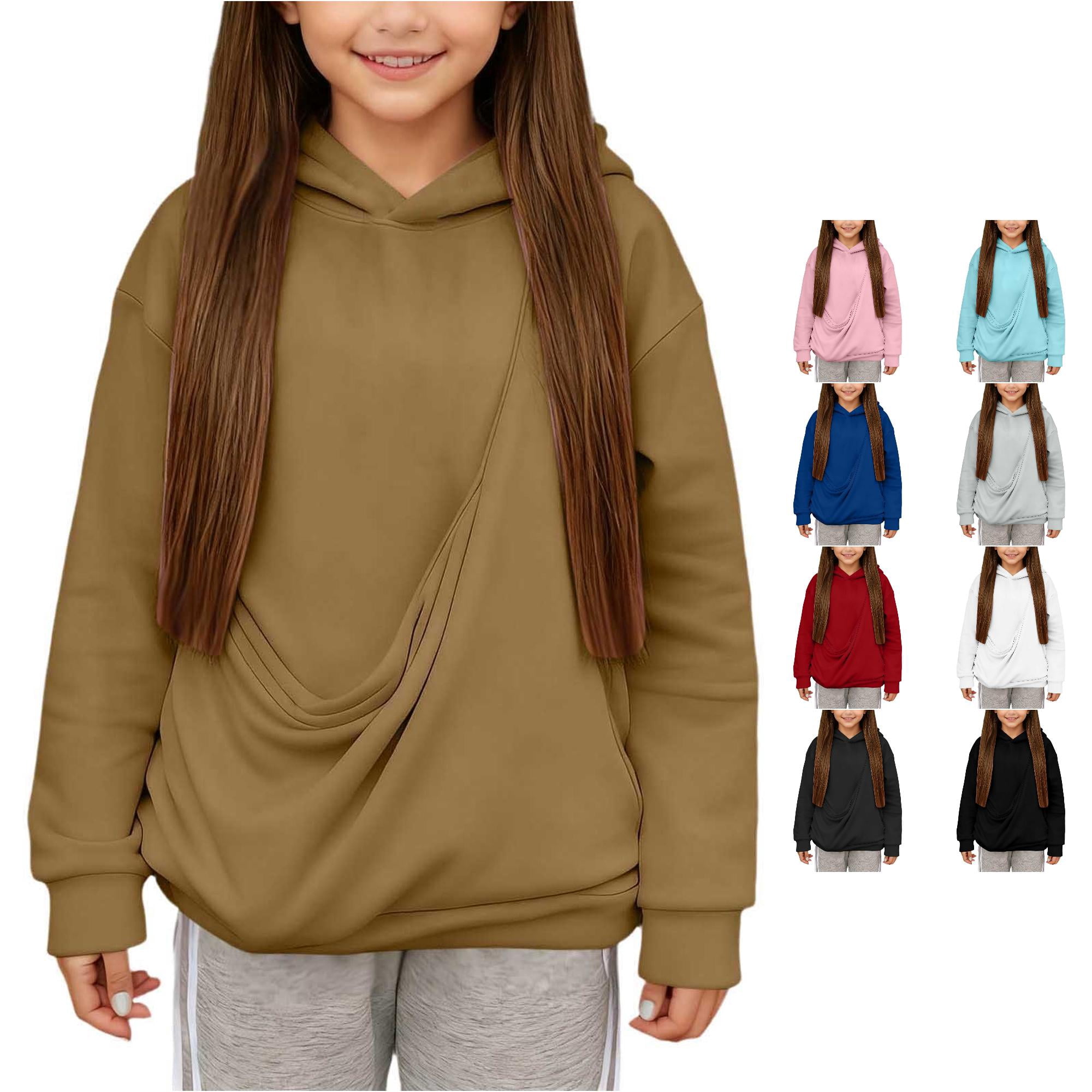 WERYOUNG Girls Hoodies Long Sleeve Hooded Sweatshirt With Large Pet Pouch Kids Fall Winter Daily Wear Cute Pullover 3-4 Years