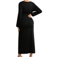 thumbnail image 5 of Stamzod Maternity Dress for Photoshoot V Neck Long Sleeve Bodycon Cocktail Dress Pregnancy Wedding Guest Dresses for Women Black B XL, 5 of 6