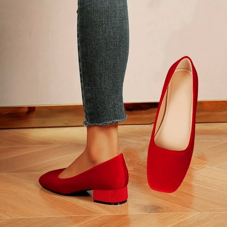 

Chic Square Toe -Heel Sandals for Women - Easy Slip-On Solid Color Elegance for Everyday Versatility