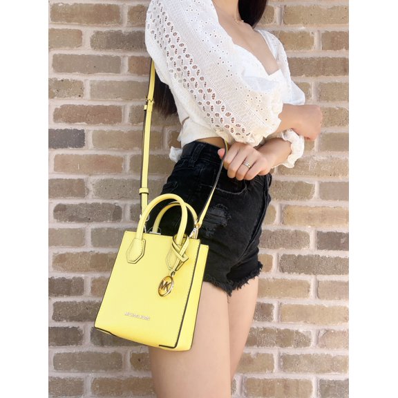 Michael Kors Mercer XS Extra Small Phone Crossbody Bag Leather Sunshine Yellow