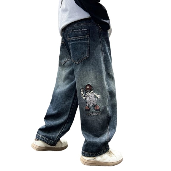 shqvo Boys Size 8 Jeans Bootcut Snap Button Wide Leg High Waisted Plain Casual Demin Pants Boy Lightweight Soft Comfy Fashion Trousers Streetwear with Pockets Blue 15-16 Years