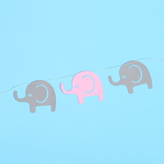 BESTYASH 2Pcs Pink Elephant Pull Flag Banner Party Birthday Hanging Ornament Decoration