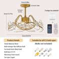 thumbnail image 3 of Garwarm 20.47" Gold Fandelier Ceiling Fan with Light, Flower Crystal Chandelier Ceiling Fan with Light and Remote Control, Modern Caged Enclosed 6 Speeds for Girl's Bedroom, Nursery, Living Room, 3 of 15