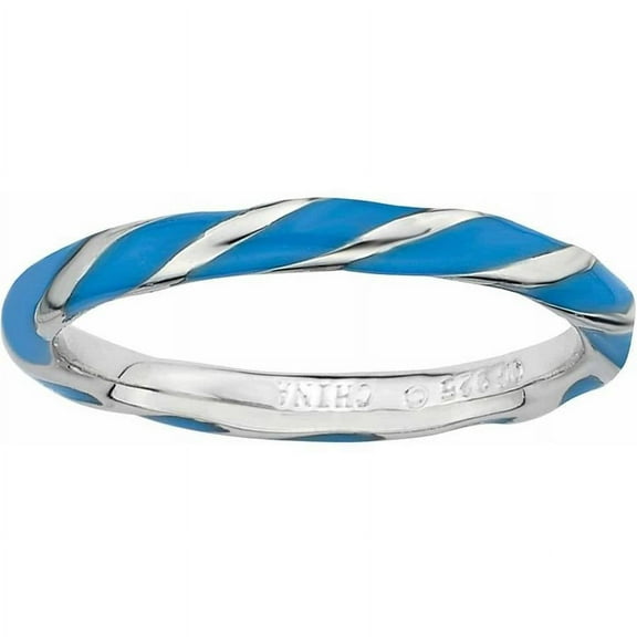 Sterling Silver Twisted Blue Enameled Ring