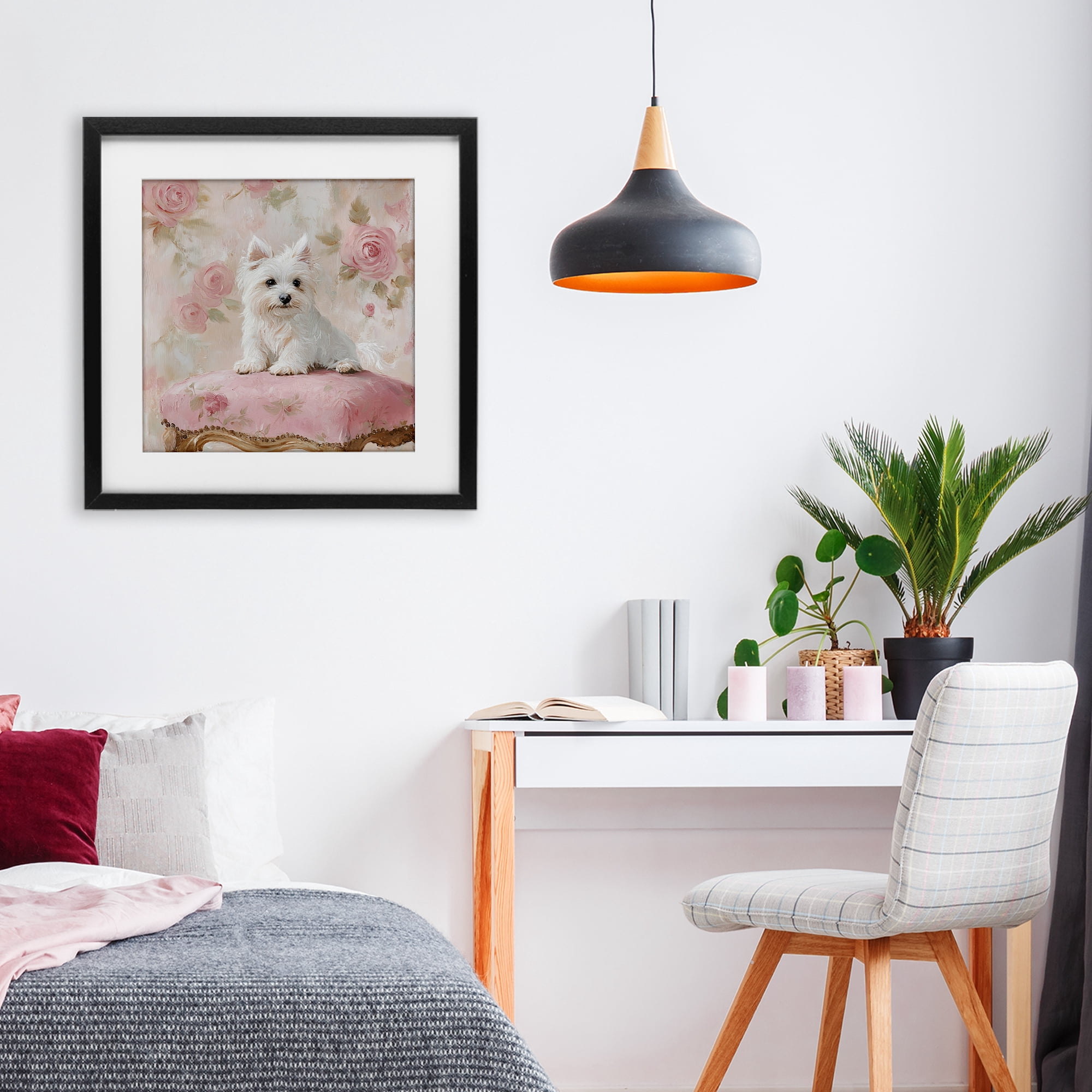 Stupell Industries Fancy Francesca Puppy Black Framed Print Under Glass, design by Tina LeCour