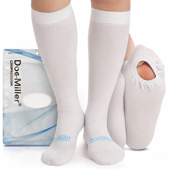 TED Hose Stockings Anti Embolism Knee High for Women & Men,15-20 mmhg Compression Socks, White, Large Size, 1 Pair