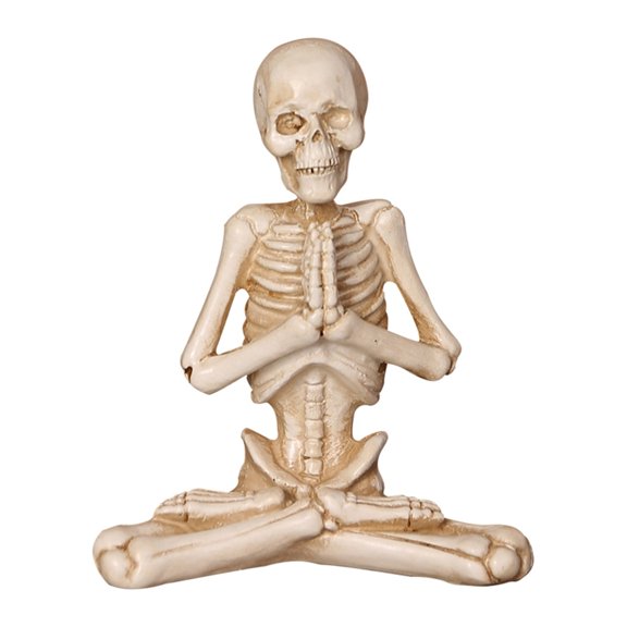 Meditating Skull Resin Statue - Halloween Skeleton Decor for Tabletop, Shelf, or Mantel Displays