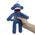 9.75inch Plush Corduroy Squeaky Blue Sock Monkey Pet Toy