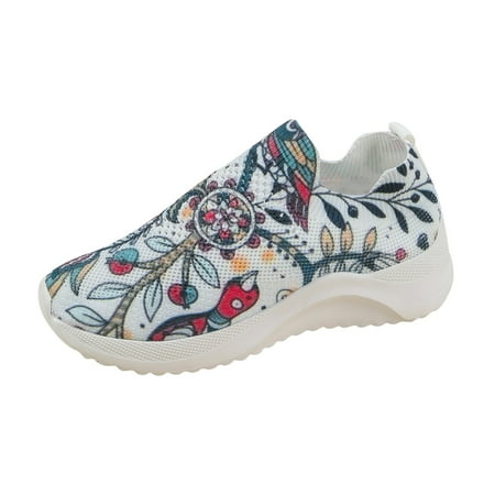

Sneaker Boots for Women Leisure Women s Slip On Floral Print Travel Soft Sole Comfortable Shoes Outdoor Mesh Shoes Runing Fashion Sports Breathable Sneakers