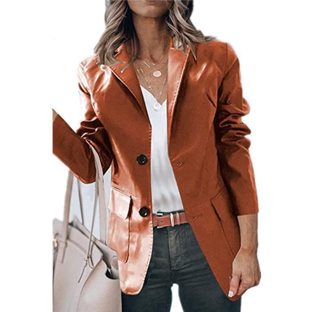 Chaqueta De Mujer, Chaqueta Femenina Transpirable De Moda Con Cuello Vuelto De Un Solo Pecho Para Ir De Compras Para Trabajar ANGGREK Bronceado claro L