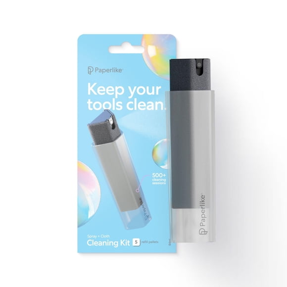 Kit de limpieza todo en uno tipo papel con botella pulverizadora de microfibra