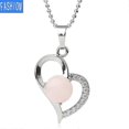 thumbnail image 1 of Collar de amatista, aleación, bañado en plata, colgante de diamante, collar de lujo para amantes de Tanabata - Cuarzo rosa - Código de producto 53607 Cuarzo rosa, 1 of 5