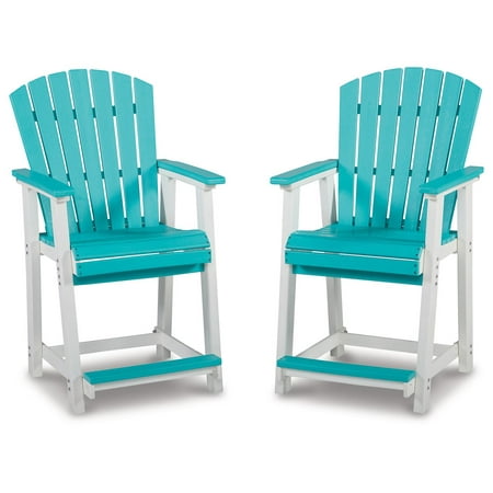 Signature Design by Ashley Outdoor Eisely HDPE Patio Barstool 2 Count Turquoise