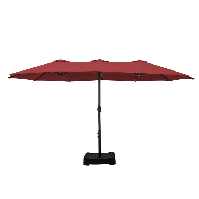 32 in patio umbrella MASTERCANOPY Patio Umbrella with 32 Solar LED Lights-8 Ribs 11FT / Navy Blue