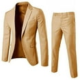 thumbnail image 4 of Joernso 1 Set Men Blazer Pants Solid Color Long Sleeve Slim Fit Turndown Collar Temperament One Button Pockets Suit Set Men Clothes, 4 of 8
